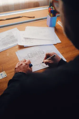 Person writing plan